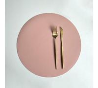 Beydodo Set de Table Impermeable 8 Personnes, Set de Table Anti Tache en Cuir PU 32 cm, Napperons Salle à Manger Rose Et Gris de Forme Ronde Double Face