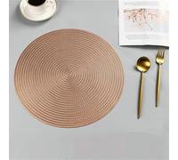 Beydodo Set de Table Impermeable 8 Personnes, Set de Table Anti Tache PVC 38 cm, Napperon Cuisine Ronde en Or Rose avec Motif de Blé