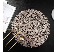 Beydodo Set de Table Imperméable Lot de 6, Set de Table en PVC Anti Tache 38 cm, Napperon pour Cuisine Ronde Ajoure en Or Rose
