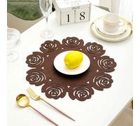 Beydodo Set de Table Lavable Lot de 10, Set de Table Anti Tache Feutre 38 cm, Napperon Cuisine Rose Brune Forme de Fleur