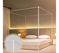 Beyeutao Cadre de lit à baldaquin blanc pour lit king size, support de poteau de lit, cadre de tente de jeu, cadre de moustiquaire pour quatre lits d'angle et rideaux anti-moustiques., MP-001