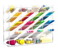 BEYGORM Organiseur vertical en acrylique pour 200 marqueurs, porte-stylos inclinés, grand porte-crayons transparent pour bureau, fournitures artistiques pour fournitures scolaires