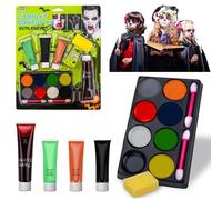 Beyiudefu Costumes Halloween pour Enfants Truuco Kit de Peinture pour Visage, Sang Vampire, Zombie, sorcière, Fantasma, Maquillage pour Halloween, Carnaval, Cosplay, fête d'anniversaire