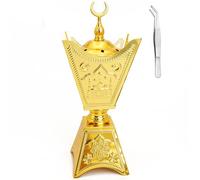 BEYLAB Brûle-encens, Support pour Encens en Charbon de Bois de Frankincense, Porte-encens Bakhoor, Idéal pour Aromathérapie, Yoga et Spa, Encensoir pour Maison et Église Chrétienne (Or-Quatre Coins)