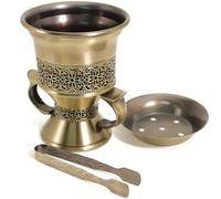 BEYLAB Brûleur d'encens en résine, brûleur Bakhour, brûleur d'encens au Charbon Bois, avec poignée et Pince pour Yoga, Spa, aromathérapie - Bronze