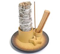 BEYLAB Porte-encens 4 en 1 Star Design Bol d'encens en céramique pour Tout encens, bâtons d'encens, Support Palo Santo, Sauge Blanche, cônes d'encens, Bougies