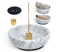 BEYLAB Porte-encens en marbre Naturel, Porte-encens pour bâtonnets et encens à Reflux, Porte-encens en bâtonnet Fait à la Main, idéal pour la Purification, la Combustion d'encens, la décoration