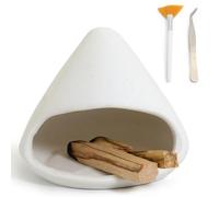 BEYLAB Porte encens Sauge Blanche pour Porte-encens en céramique, Support Palo Santo, Bol d'encens, Bougies, Taches, brûleur d'encens Sculpture Argile décoration Minimaliste (Blanc)