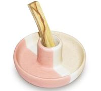 BEYLAB Support Palo Santo, Porte encens pour bâtons Palo Santo, bruleur d'encens en Bois, Support Bol brûleur à Bois méditation et de Yoga avec cendrier Moderne Minimaliste - Rose Beige