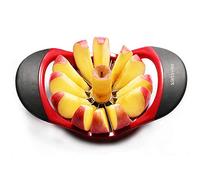 Beylos Easy Grip Évideur de pomme trancheuse et trancheuse avec poignée ergonomique en caoutchouc, 12 lames (rouge et noir)