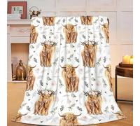 Beynepe Couverture Polaire Chaude et Douce à imprimé Vache des Highlands pour Filles, Enfants, Adultes, canapé, Voyage, 127 x 152,4 cm