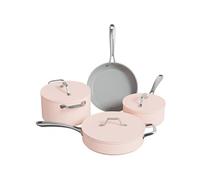 Ciarra Beyond - Batterie de Cuisine - Set de 7 Pcs - Poêle à Frire 26cm - Sauteuse 28cm/4.2L- Cocotte 24cm/5.9L - Casserole 20cm/ 2.8L - Revêtement Antiadhésif - Tous Feux dont Induction-Rose Bleu