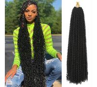 Beyond Beauty Lot de 6 extensions de cheveux Passion Twist pré-bouclés au crochet - Noir naturel - 76,2 cm - Pour femme noire