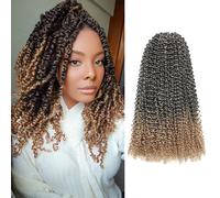 Beyond Beauty Lot de 6 paquets d'extensions de cheveux Passion Twist ondulés au crochet pour dreadlocks papillon pré-bouclées au crochet - 30,5 cm