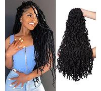 Beyond Beauty,Nu Faux Locs Crochet Hair Pré-bouclés Déesse Locs Crochet Hair Soft Dreadlocks Extensions de cheveux synthétiques 6 Packs/Lot 24 Pouces 18 Brins/Pack(#2)