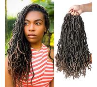 Beyond Beauty Nu Faux Locs Crochet Hair Pré-bouclés Déesse Locs Crochet Hair Soft Dreadlocks Extensions de cheveux synthétiques 6 Packs/Lot 18 Pouces 18 Brins/Pack(T27)