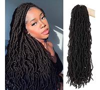 Beyond Beauty,Nu Faux Locs Crochet Hair Pré-bouclés Déesse Locs Crochet Hair Soft Dreadlocks Extensions de cheveux synthétiques 6 Packs/Lot 24 Pouces 18 Brins/Pack(#4)