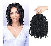 Beyond Beauty,Nu Faux Locs Crochet Hair Pré-bouclés Déesse Locs Crochet Hair Soft Dreadlocks Extensions de cheveux synthétiques 6 Packs/Lot 8 Pouces 18 Brins/Pack (6Packs-8Inches, #1B)