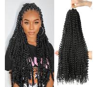 Beyond Beauty Passion Twist Hair 24 Pouces Naturel Noir Water Wave Passion Twist Crochet Tresses 6Packs Pre-Looped Long Bohème pour Papillon Locs Synthetic Curly Hair Extensions pour Braiding Hair