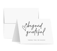 Beyond Grateful Thank You So Very Much Cartes de vœux élégantes à rabat pour mariage, Noël, Saint-Valentin, enterrement de vie de jeune fille, anniversaire de mariage - Intérieur blanc vierge | 10,8 x 14 cm | Vrac 25 par paquet