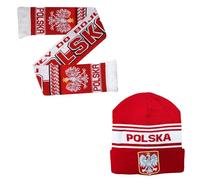Beyond Happy Bonnet de ski Pologne rouge et blanc - Bonnet d'hiver élégant pour supporters Polska - Chapeau de soutien ultime pour plus de confort et de chaleur, Ensemble bonnet et écharpe Bronx,