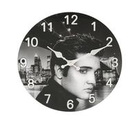 Beyond Happy Elvis Presley Horloge murale rétro en verre Motif légende de musique 30 cm de diamètre