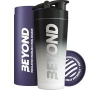 Beyond Shakers Shaker à protéines isotherme en métal, bouteille de supplément en acier inoxydable, sans BPA, pour salle de sport, 735 ml, noir et blanc