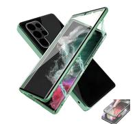 Beyonddraw Magnetic Tempered Glass Double-Sided Phone Case for Samsung, Anti-Peep Full-Cover Magnetic Metal Protective Cover (Green,for S23)