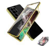 Beyonddraw Magnetic Tempered Glass Double-Sided Phone Case for Samsung, Anti-Peep Full-Cover Magnetic Metal Protective Cover (Gold,for S20ULTRA)