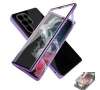 Beyonddraw Magnetic Tempered Glass Double-Sided Phone Case for Samsung, Anti-Peep Full-Cover Magnetic Metal Protective Cover (Purple,for S25ULTRA)