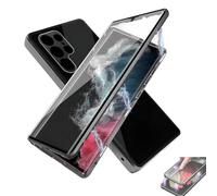 Beyonddraw Magnetic Tempered Glass Double-Sided Phone Case for Samsung, Anti-Peep Full-Cover Magnetic Metal Protective Cover (Black,for S24)