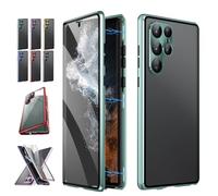 Beyonddraw Magnetic Tempered Glass Double-Sided Phone Case for Samsung, Anti-Peep Full-Cover Magnetic Metal Protective Cover, for Samsung S21-25 Series (S25Ultra,HD/Green)