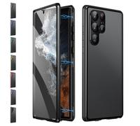 Beyonddraw Magnetic Tempered Glass Double-Sided Phone Case for Samsung, Beyonddraw Anti-Peep Full-Cover Magnetic Metal Protective Cover, for Samsung S21-25 Series (Black,S23Ultra)