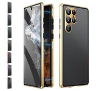 Beyonddraw Magnetic Tempered Glass Double-Sided Phone Case for Samsung, Beyonddraw Anti-Peep Full-Cover Magnetic Metal Protective Cover, for Samsung S21-25 Series (Glod,S25)