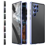 Beyonddraw Magnetic Tempered Glass Double-Sided Phone Case for Samsung, Beyonddraw Anti-Peep Full-Cover Magnetic Metal Protective Cover, for Samsung S21-25 Series (Blue,S21Ultra)