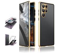Beyonddraw - Magnetic Tempered Glass Double-Sided Phone Case for Samsung Galaxy S25, S24, S23, S22, S21 Series (S23Ultra,Gold)