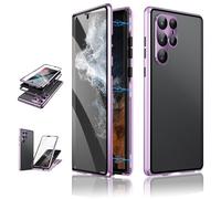Beyonddraw - Magnetic Tempered Glass Double-Sided Phone Case for Samsung Galaxy S25, S24, S23, S22, S21 Series (S24Ultra,Purple)
