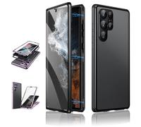 Beyonddraw - Magnetic Tempered Glass Double-Sided Phone Case for Samsung Galaxy S25, S24, S23, S22, S21 Series (S23Ultra,Black)