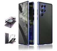 Beyonddraw - Magnetic Tempered Glass Double-Sided Phone Case for Samsung Galaxy S25, S24, S23, S22, S21 Series (S22plus/S22+,Blue)