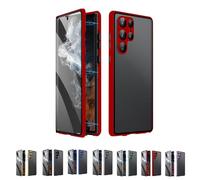Beyonddraw Privacy Magnetic Tempered Glass Double-Sided Phone Case for Samsung, Beyond Draw Phone Case, Anti-Peeping Magnetic Tempered Glass Double-Sided Phone for S21-25 (S22plus,Red HD)
