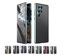 Beyonddraw Privacy Magnetic Tempered Glass Double-Sided Phone Case for Samsung, Beyond Draw Phone Case, Anti-Peeping Magnetic Tempered Glass Double-Sided Phone for S21-25 (S21,GreenPC)
