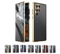 Beyonddraw Privacy Magnetic Tempered Glass Double-Sided Phone Case for Samsung, Beyond Draw Phone Case, Anti-Peeping Magnetic Tempered Glass Double-Sided Phone for S21-25 (S23FE,GoldPC)