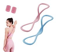 Beyonddraw Resistance Bands, Figure 8 Resistance Bands with Handles, Not Break, Portable, for Working Out, Arm, Chest, Back, Shoulder Stretch (Pink-25 lbs + Blue-25 lbs)