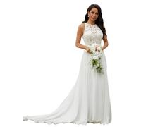 Beyonddress Femmes Dentelle Appliques Robe de mariée Robes de mariée à manches longues Col en V Bureau civil Mode de mariée Robes de mariée, Ivoire 09, 34