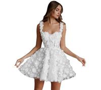 Beyonddress Robe de mariée courte en dentelle pour femme - Manches longues - Appliques - Mode civil - Robe de mariée, ivoire 03, 42
