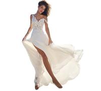 Beyonddress Robe de mariée en dentelle pour femmes Robes de mariée col en V Appliques Bureau d'enregistrement, Robes de mariée, Blanc 11., 42