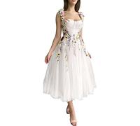 Beyonddress Robe de soirée 3D pour femme avec broderie en tulle, robe de bal formelle, robe de soirée, Blanc B, 40
