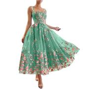 Beyonddress Robe de soirée brodée à fleurs - Longue robe de bal de fin d'année - Robe de soirée formelle en tulle et dentelle, aqua, 40