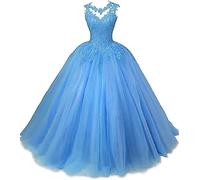Beyonddress Robe de soirée pour femme - Robe de soirée en tulle - Robe de soirée - Quinceanera, bleu, 40