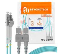 BEYONDTECH Jarretière Optique Multimode LC à SC 1M Multimodale Duplex - (Paquet de 2) UPC/UPC - 50/125um OM3 10G (LSZH) - Cordon de brassage Fibre Optique Série Câble PureOptics